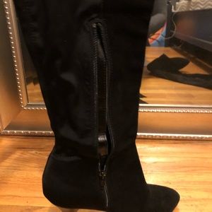 Carlos Santana Black Knee High Suede Boots